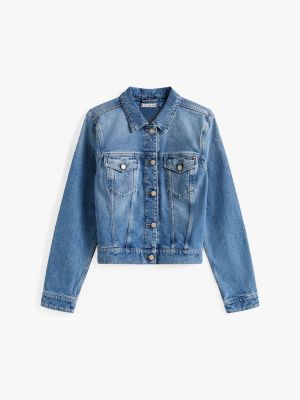 veste adaptive ajustée en denim bleu pour femmes tommy hilfiger