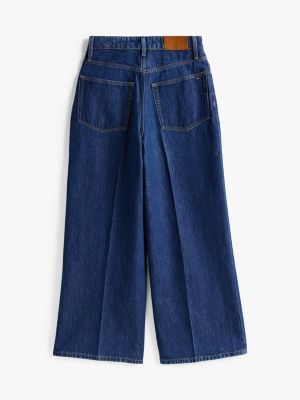 blauw adaptive high rise wijde enkellange jeans voor dames - tommy hilfiger