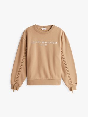 brown adaptive sweatshirt met logo voor dames - tommy hilfiger