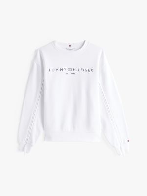 white adaptive sweatshirt met logo voor dames - tommy hilfiger