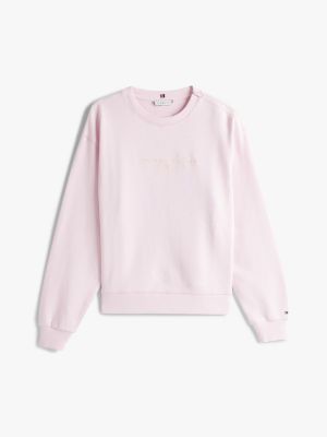 pink adaptive sweatshirt mit logo für damen - tommy hilfiger