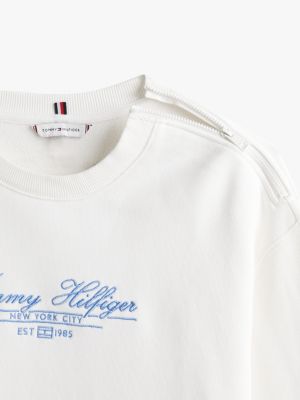 wit adaptive sweatshirt met logo voor dames - tommy hilfiger