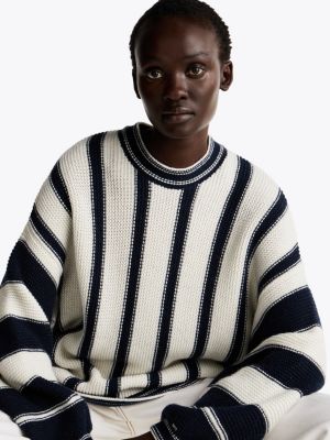 multi mixed stripe relaxed jumper with cashmere for women tommy hilfiger