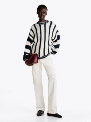 multi mixed stripe relaxed jumper with cashmere for women tommy hilfiger