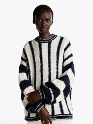 multi mixed stripe relaxed jumper with cashmere for women tommy hilfiger