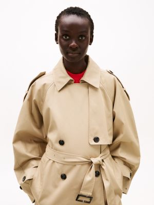 brown water repellent oversized trench coat for women tommy hilfiger