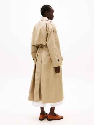 brown water repellent oversized trench coat for women tommy hilfiger