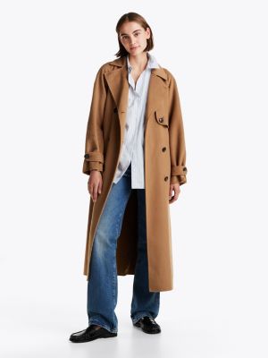 beige double breasted oversized trench coat for women tommy hilfiger