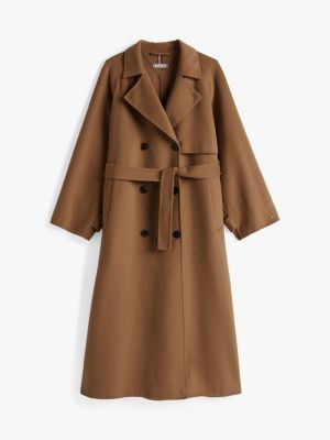 beige double breasted oversized trench coat for women tommy hilfiger