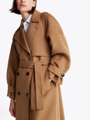 trench croisé oversize beige pour femmes tommy hilfiger