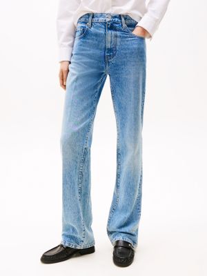 blue high rise relaxed bootcut jeans for women tommy hilfiger