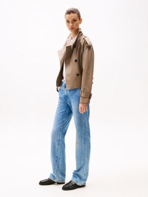 jeans relaxed fit a campana e vita alta blu da donne tommy hilfiger