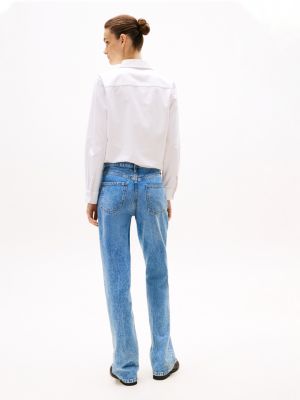 jeans relaxed fit a campana e vita alta blu da donne tommy hilfiger