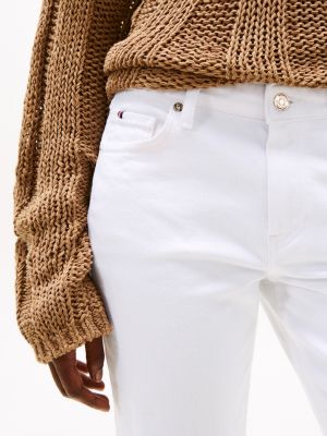 white white mid rise straight leg jeans for women tommy hilfiger