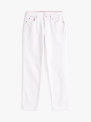 wit witte straight leg jeans met medium rise voor dames - tommy hilfiger