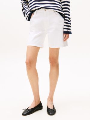 white white mid rise denim shorts for women tommy hilfiger