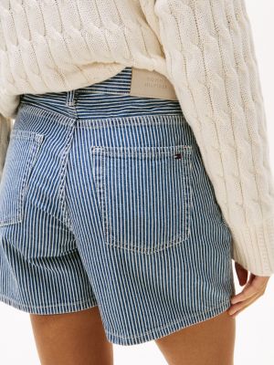 multi stripe flared denim shorts for women tommy hilfiger