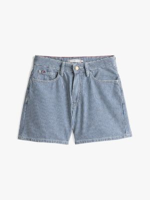 multi stripe flared denim shorts for women tommy hilfiger