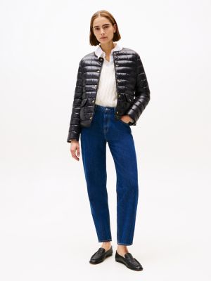 doudoune à boutons-pression noir pour femmes tommy hilfiger