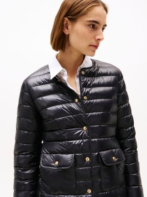 black snap-button down jacket for women tommy hilfiger