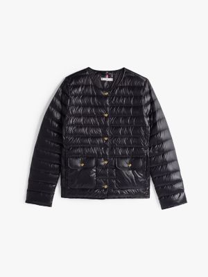 doudoune à boutons-pression noir pour femmes tommy hilfiger
