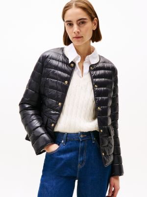 black steppjacke mit druckknöpfen für damen - tommy hilfiger