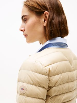 beige steppjacke mit druckknöpfen für damen - tommy hilfiger