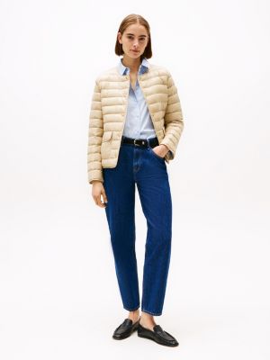 beige jack met drukknopen en donsvulling voor dames - tommy hilfiger