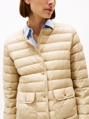 beige steppjacke mit druckknöpfen für damen - tommy hilfiger