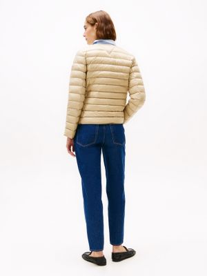 beige jack met drukknopen en donsvulling voor dames - tommy hilfiger