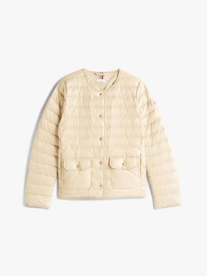 beige jack met drukknopen en donsvulling voor dames - tommy hilfiger