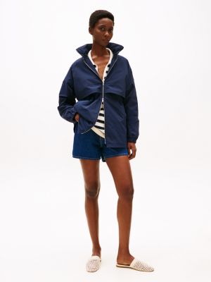 blau wasserabweisender windbreaker für damen - tommy hilfiger