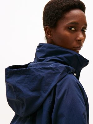 blau wasserabweisender windbreaker für damen - tommy hilfiger