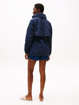 blue water repellent windbreaker for women tommy hilfiger