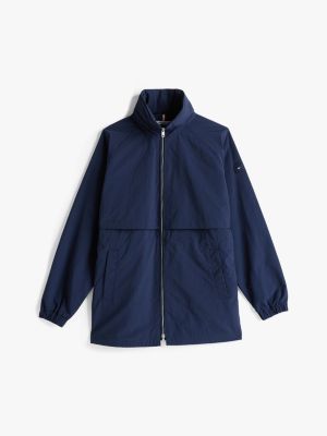 blue water repellent windbreaker for women tommy hilfiger