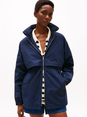 blue water repellent windbreaker for women tommy hilfiger