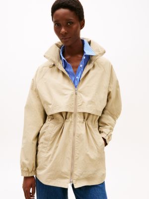 beige wasserabweisender windbreaker für damen - tommy hilfiger