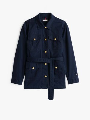 blue gold-tone button utility jacket for women tommy hilfiger