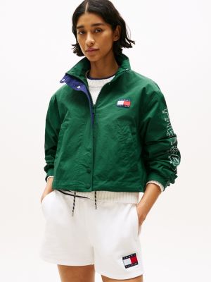 green hilfiger sailing signature cropped regatta jacket for women tommy hilfiger