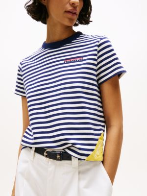 multi hilfiger sailing relaxed t-shirt met streep voor dames - tommy hilfiger