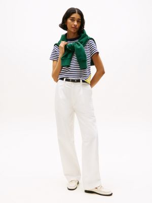 multi hilfiger sailing breton stripe relaxed t-shirt for women tommy hilfiger