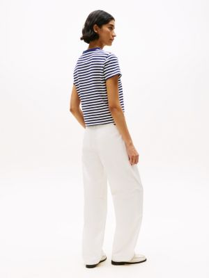 multi hilfiger sailing breton stripe relaxed t-shirt for women tommy hilfiger