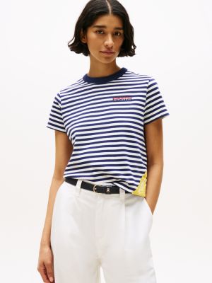 multi hilfiger sailing breton stripe relaxed t-shirt for women tommy hilfiger