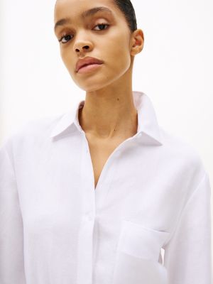 robe chemise longue à broderie anglaise white pour femmes tommy hilfiger