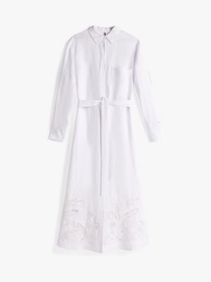 white broderie anglaise maxi shirt dress for women tommy hilfiger