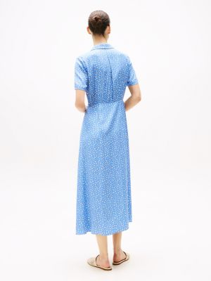 blau maxi-hemdkleid mit blumenprint für damen - tommy hilfiger