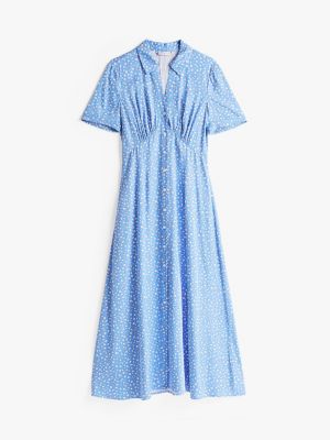 blue floral print maxi shirt dress for women tommy hilfiger