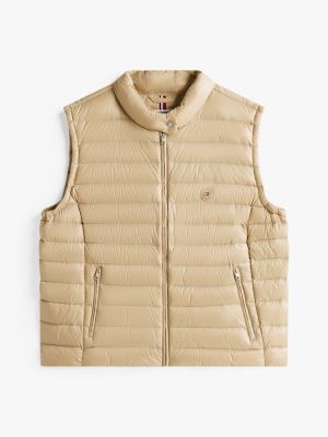 beige curve ultralichte bodywarmer voor dames - tommy hilfiger