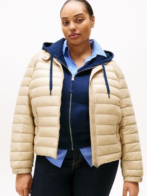 beige curve ultraleichtgewichtige daunenjacke für damen - tommy hilfiger