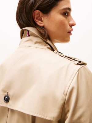 trench curve déperlant marron pour femmes tommy hilfiger